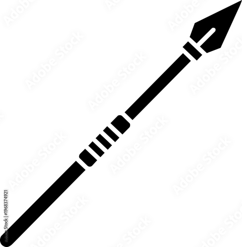Ancient Warrior Spear Silhouette Icon - Sharp Spearhead Javelin Weapon Vector Illustration for Gaming and Historical Design