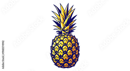 Colorful Pineapple Fruit Closeup View.