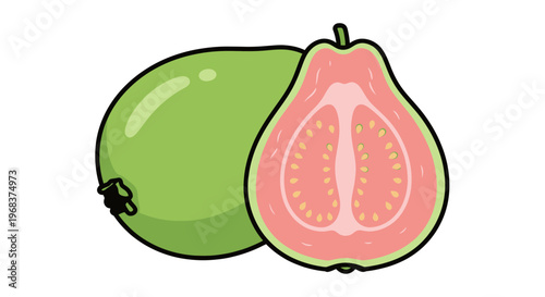 Guava Fruit Cut Open Pink Inside.