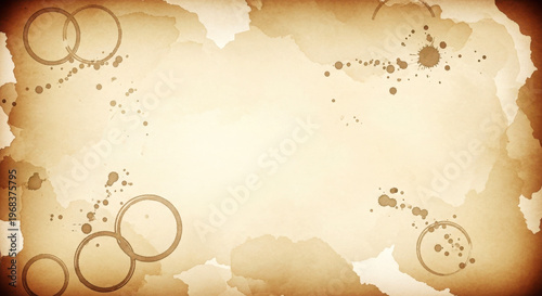 Vintage paper background with coffee stains and ink splatters
