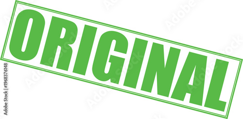 Bright green original stamp design with bold white letters isolated on transparent background for creative projects