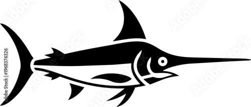 Swordfish Marlin Vector Silhouette for Marine Fishing Logo and Sports Graphics