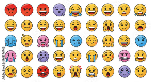 Collection of various emoticon faces.