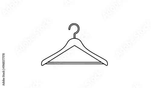 Clothes hanger outline icon black line art minimal wardrobe vector illustration
