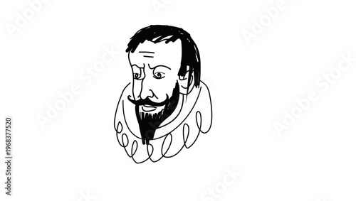 Miguel de Cervantes portrait, black isolated silhouette