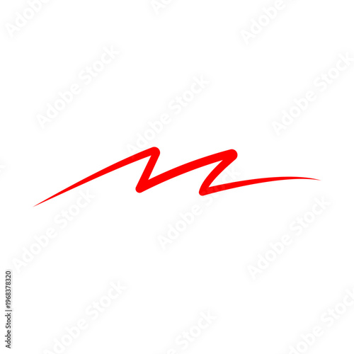 Simple red wavy line graphic element representing flow, movement, or an underscore design.