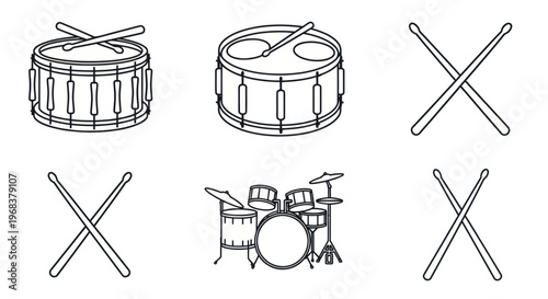 Drums and drumsticks musical instruments.
