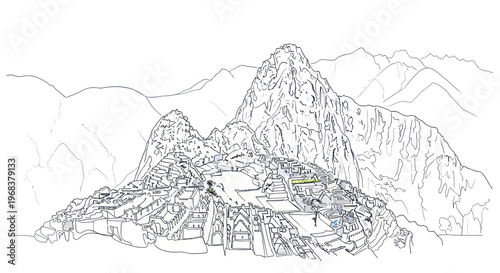 Machu Picchu Ancient Inca City Ruins.