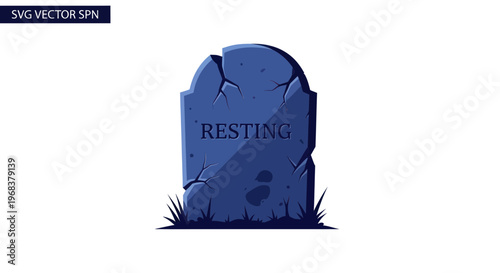 Old weathered blue tombstone grave marker.