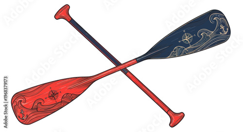 Two colorful oars crossed over each other.