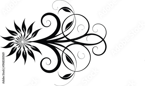 Elegant floral swirl design with delicate leaves and spiral flourishes