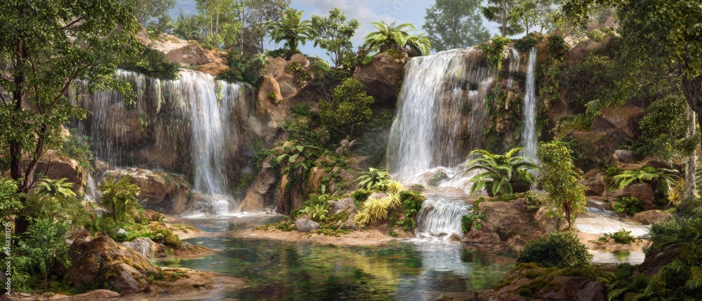 Fototapeta premium Sustaining tomorrow: the vital role of water in our planet's future. Color background. Vibrant visions of water conservation and natural beauty. Studio portrait. Clean retouch.