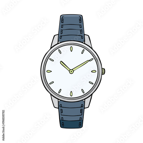 Classic Wristwatch with Blue Band and White Dial