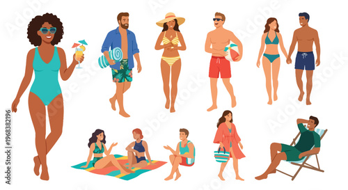 Diverse group of people enjoying a summer day at the beach