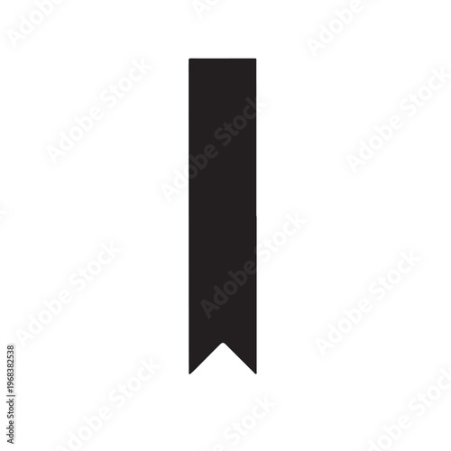 Black ribbon bookmark icon isolated on a white background, emphasizing simplicity and elegance in design.