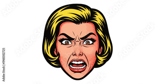 Angry Woman with Blonde Hair Expression.