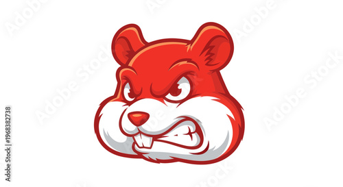 Angry cartoon hamster face closeup.