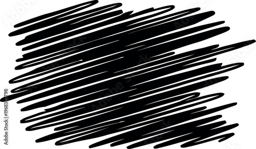 Abstract black scribble pen brush stroke line design, aesthetic artistic contour decorative vector illustration