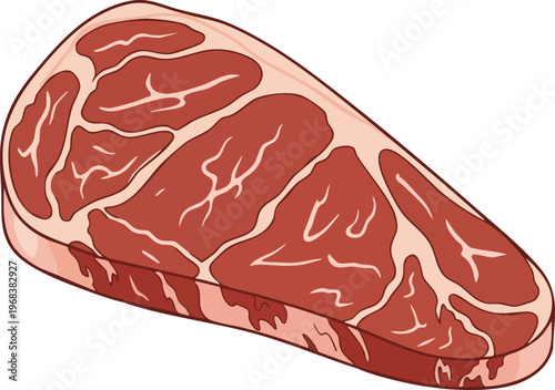 Raw Beef Steak Cut Isolated on White Background.