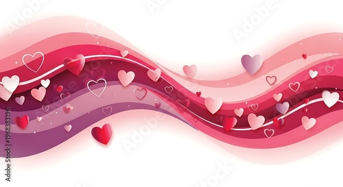 Modern abstract love background with heart waves for Valentine design