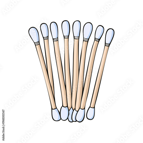 A Cluster of Cotton Swabs with Wooden Sticks and White Cotton Tips Clean and Neat