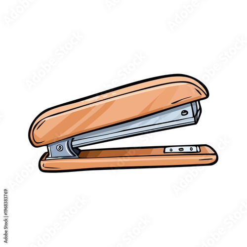Orange Stapler Illustration Office Supply for Document Fastening