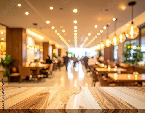 Blurred Interior View of Modern Restaurant Dining Area.