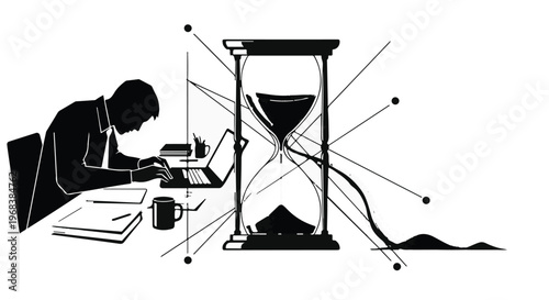 Businessman working under time pressure deadline