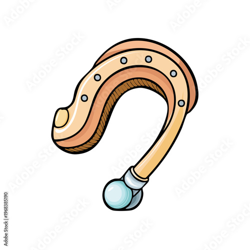 Whimsical Cartoon Curved Musical Instrument with Silver Accents and Pearl Detail