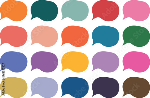 Colorful abstract speech bubble shapes set with modern flat design vector illustration for chat communication and messaging concepts