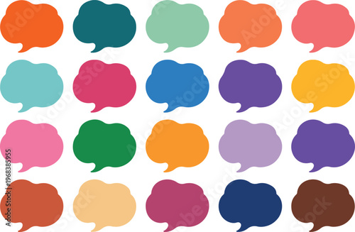Colorful abstract speech bubble shapes set with modern flat design vector illustration for chat communication and messaging concepts