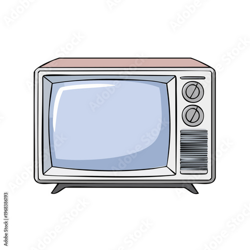 Retro television set with a light blue screen and rotary knobs for a nostalgic broadcast viewing experience