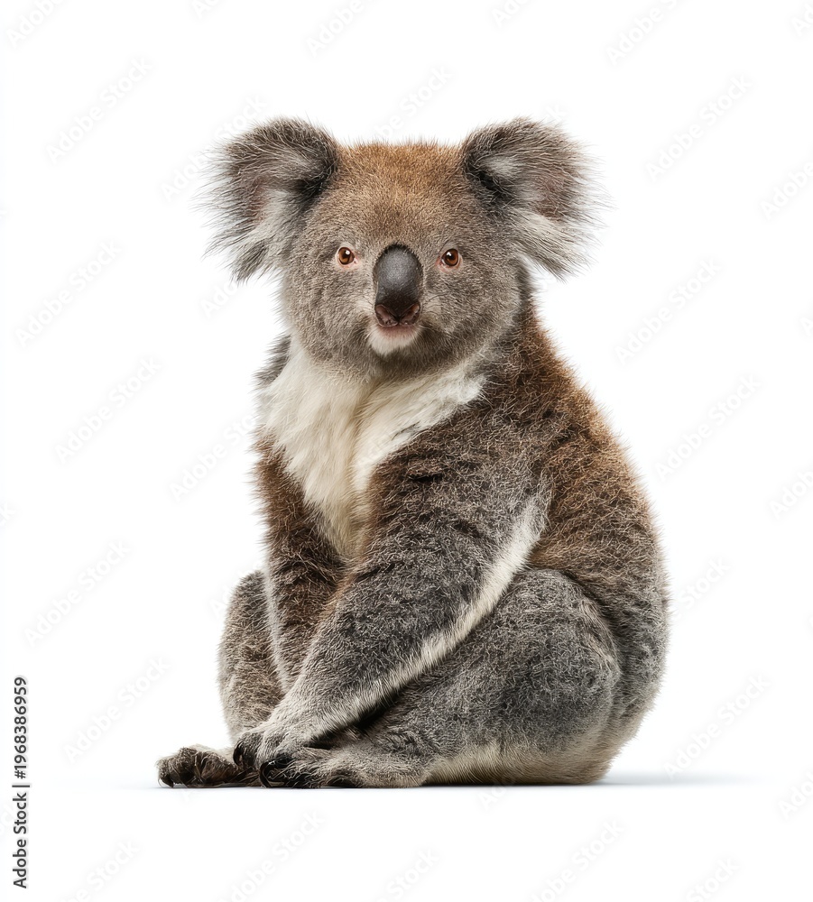 Fototapeta premium Koala sitting on white background isolated studio shot wildlife animal