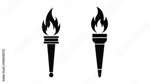 Two black torches with flickering flames a striking silhouette