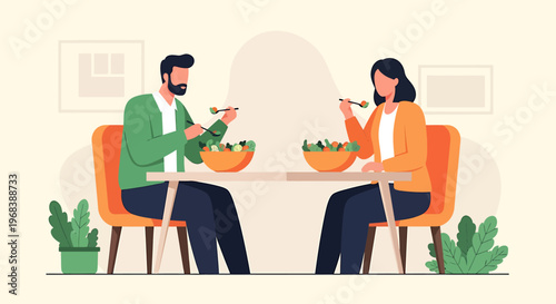 Couple Enjoying a Healthy Meal Together at Home.