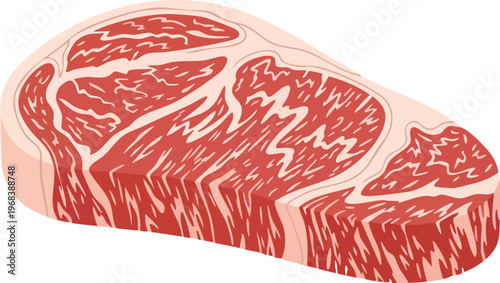 Marbled Beef Steak Cut Raw Meat Food Ingredient.