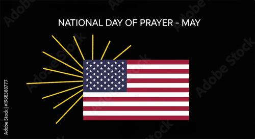 American flag with sunburst on national day of prayer background