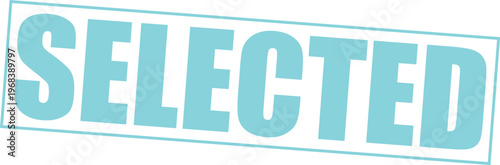 Modern light blue selected text badge with bold three dimensional letters isolated on transparent background