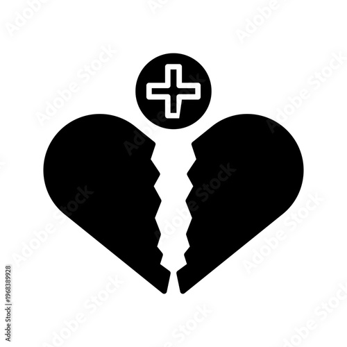 hacked heart icon vector graphics