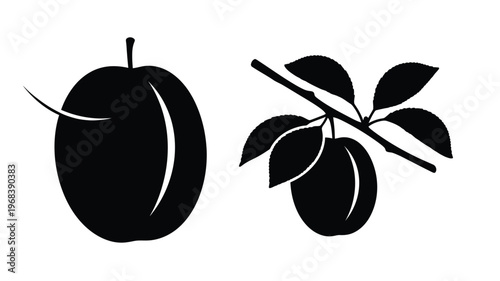 Black fruit and branch design a striking graphic silhouette