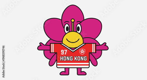 Cute Flower Mascot with Hong Kong Jersey, Cartoon Character