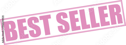 Pink best seller stamp badge with bold uppercase letters isolated on transparent background for marketing and promotion