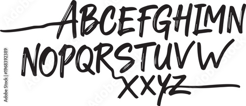 Graffiti style alphabet vector set with hand drawn brush typography.