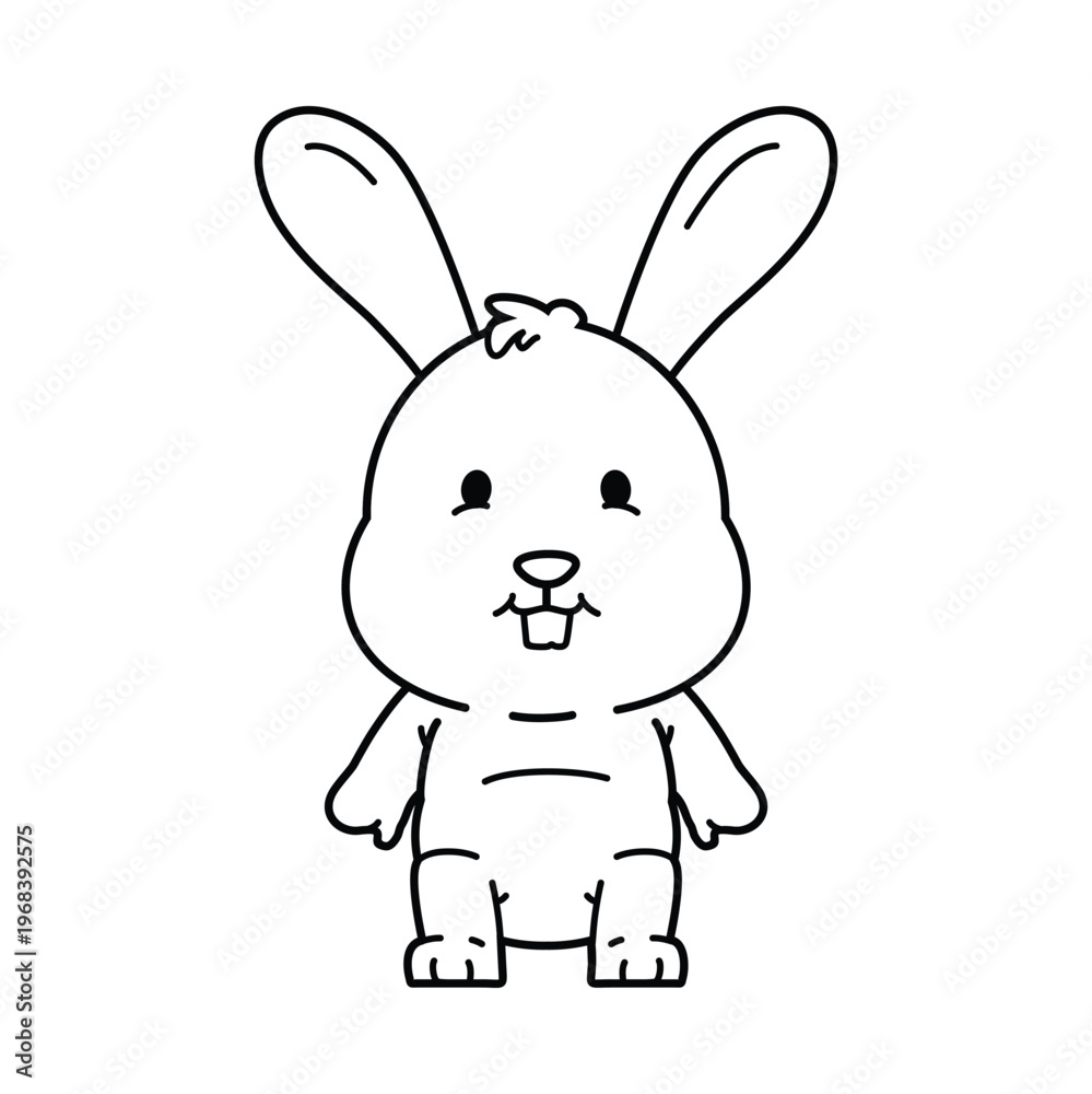 Fototapeta premium Cute Rabbit vector line art black and white
