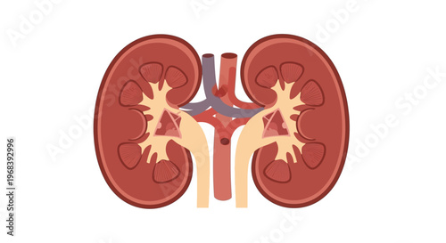 Human Kidney Anatomy Medical Illustration. Vector Icon. EPS Editable