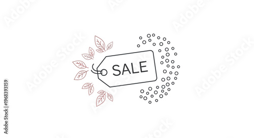 Sale Tag Icon with Flowers.