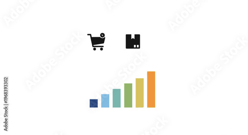 Shopping cart and business growth graph.