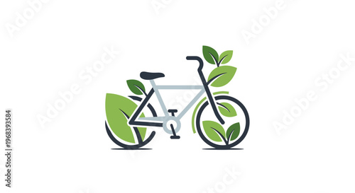 Eco friendly bicycle with green leaves.