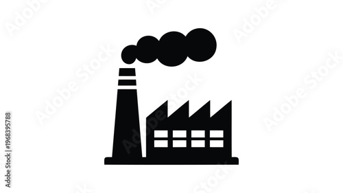 Factory with smoke coming out of chimney illustrating industrial pollution and environmental impact.