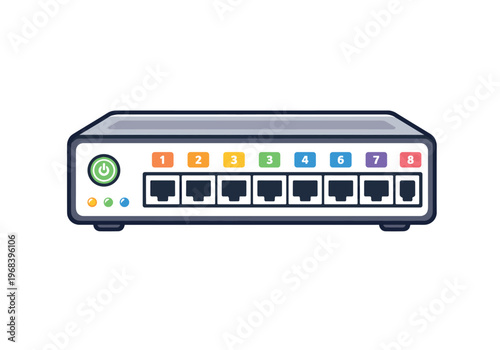 Network switch device facilitating data transfer, connecting computers and other network devices within a local area network